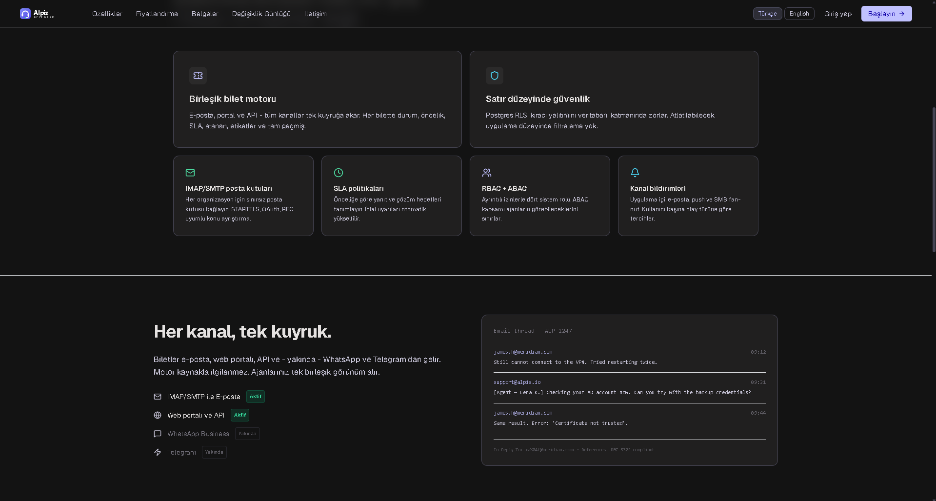 Alpis Help Desk — Müşteri destek ve talep yönetim sistemi proje görseli 2
